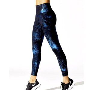 Carbon38 Blue Black Art Foil High‎ Rise 7/8 Legging Small